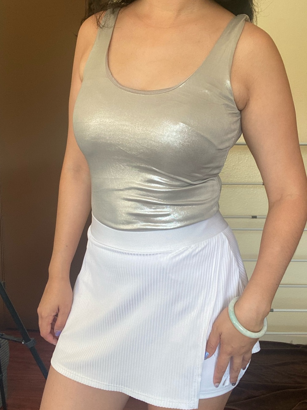 Superdown Nadia Silver Metallic Bodysuit